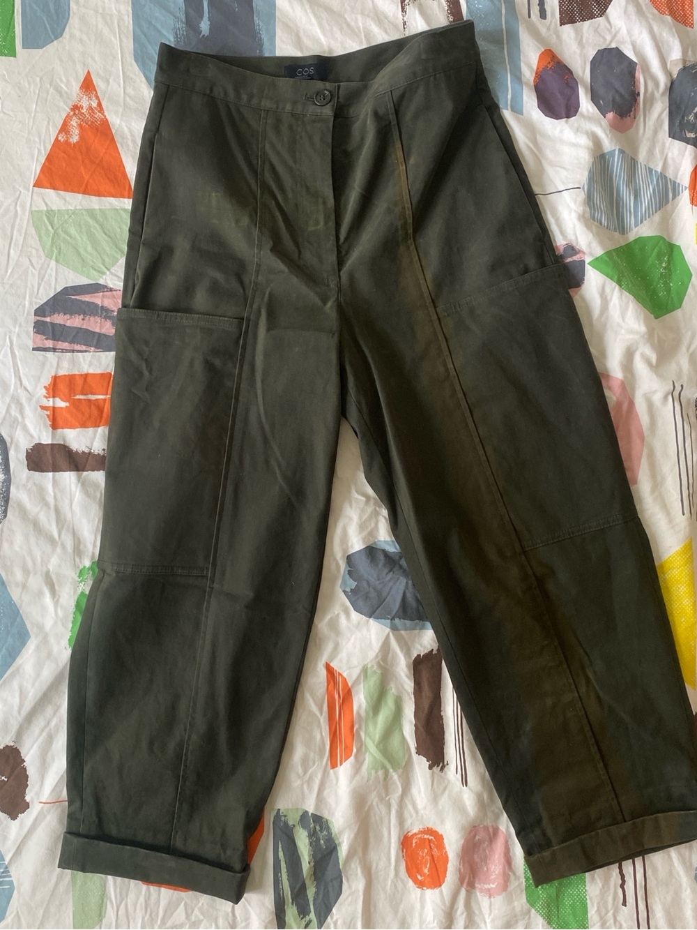 COS Dark Olive Utility Cargo Trousers